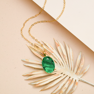 Collar Vitral Oval Verde