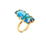 Anillo Vitral Baguette Azul