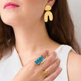 Anillo Vitral Baguette Azul